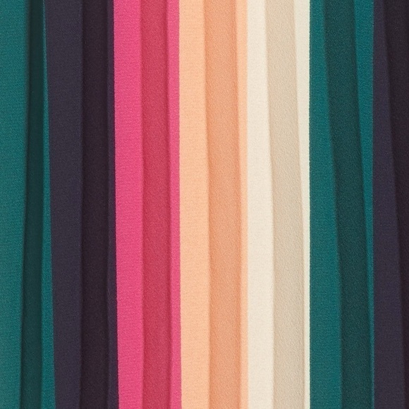 Gibson Bright Colorful Stripe Pleated Knee Length Skirt Holiday Event Party XS - Picture 14 of 14